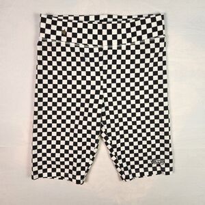 Vans Bike Shorts Womens XS Black White Flying V Print Patter Checkered - FLAWED